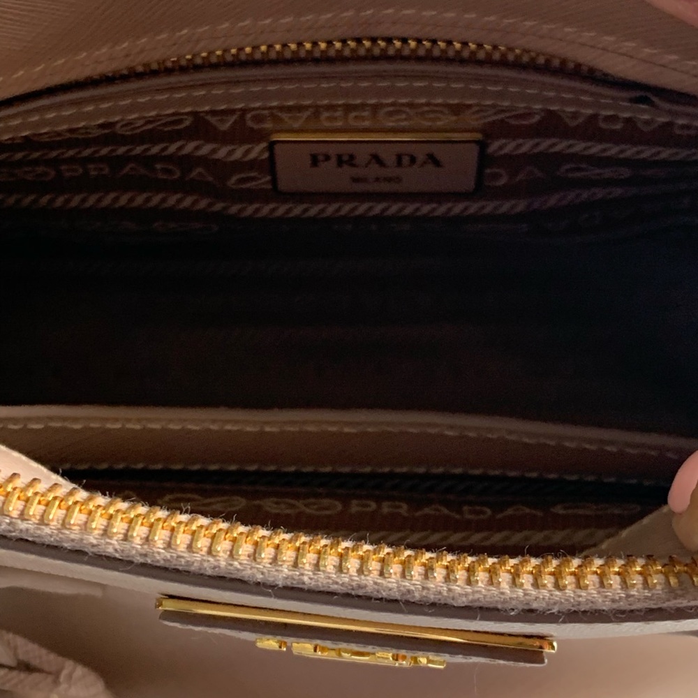 Prada Saffiano Lux Sml Double-Zip Tote Bag, Cammeo - Picture 7 of 11